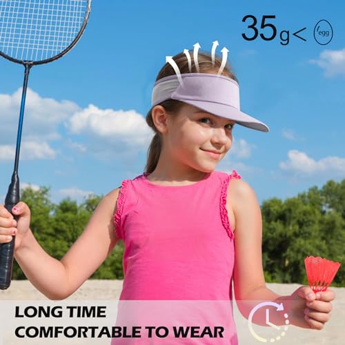 Sukeen Kids Sun Visor Hats for Girls Boys,Lightweight Sports Hat UPF50+ Sun Hat Cooling Headwear Visor for Running Outdoors - color: Light Purple