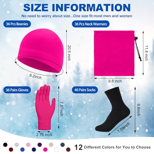 Liitrsh 148 Pcs Bulk Hats Gloves Scarf Sock Set for Homeless - color: Bright Colors