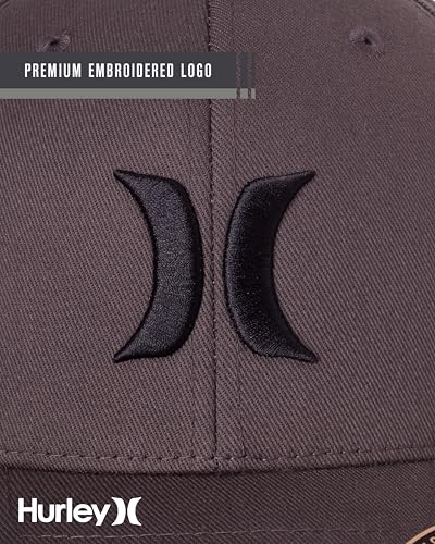 Hurley Mens Textured Fitted Baseball Cap, Moisture Wicking, Curved Brim - color: Dark Grey, size: Small-Medium