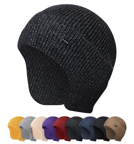 HiRui Knit Beanie Hats Winter Hats Ear Covers for Men Women-Warm Daily Headwear - color: Dark Gray