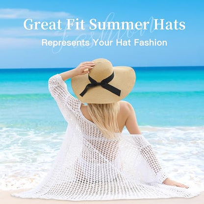 Tavaleu Beach Hat Foldable Wide Brim UV Protection for Women Summer Sun Hat - color: Khaki-4