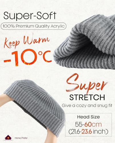 Home Prefer Rib Knit Beanie Hat for Men and Women Cuffed Beanie Winter Hat - color: Light Grey