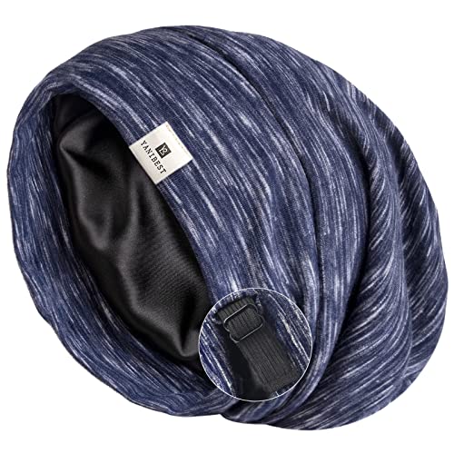 YANIBEST Slouchy Beanie Hat Satin Lined Sleep Cap Chemo Headwear Caps Navy - color: Navy, size: Medium