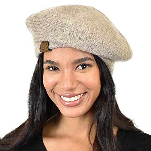 C.C Soft Acrylic Knit French Style Warm Beret Hat - color: Taupe