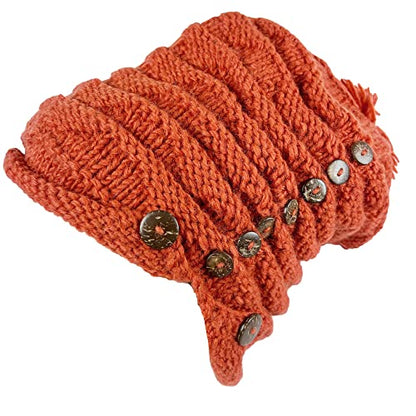 Agan Traders Women's 2026 Winter Mitten Hat Warm Fleece Lined Oversized Thick Chunky Slouchy From Nepal - color: Hat - Rust
