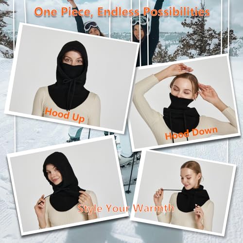 Knit Balaclava for Women Winter Hats Ski Mask Face Cover Neck Warmer - color: Grey