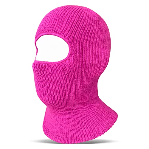 Evridwear Winter Balaclava Ski Mask Warm Knitted Full Face Cover for Men and Women Outdoor Sports Cycling - color: Barbecore Pink, style: Double Layered