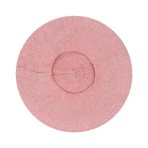 Gllutt Beret Hat French Style Stretchy Knitting Solid Color Both Side Usable - color: Dark Pink