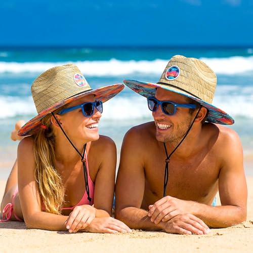 Cuffbow 2 Pack Straw Sun Hats for Women Men - style: Palm Tropical