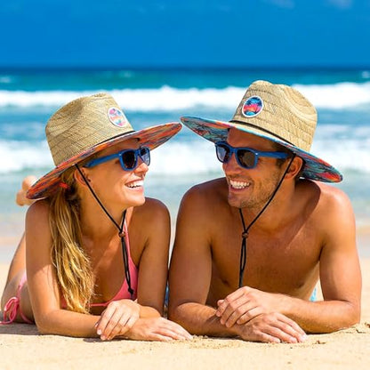 Cuffbow 2 Pack Straw Sun Hats for Women Men - style: Palm Tropical