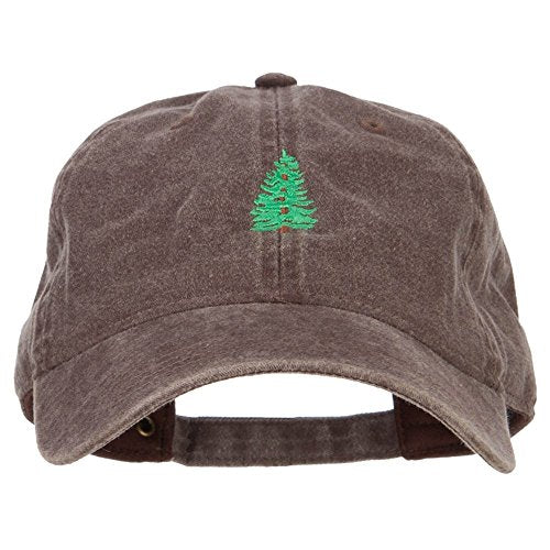 e4Hats.com Pine Tree Embroidered Washed Buckle Cap - color: Brown