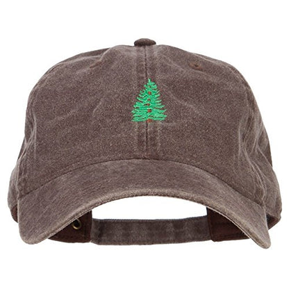 e4Hats.com Pine Tree Embroidered Washed Buckle Cap - color: Brown