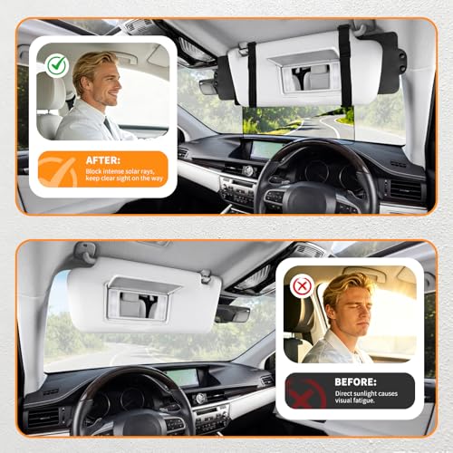 Sun Visor Extender for Car, Polarized Sun Glare Visor Extension, Universal Fit Auto Sunshade Blocker for UV Protection, Easy to Install