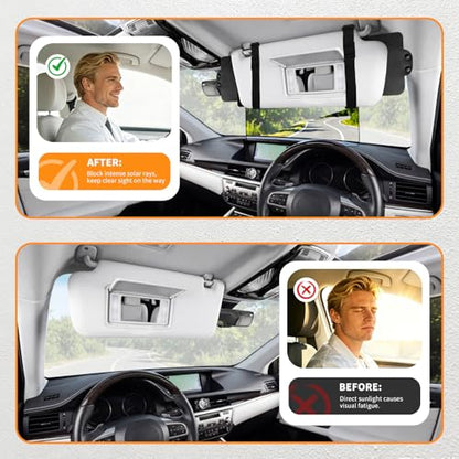 Sun Visor Extender for Car, Polarized Sun Glare Visor Extension, Universal Fit Auto Sunshade Blocker for UV Protection, Easy to Install