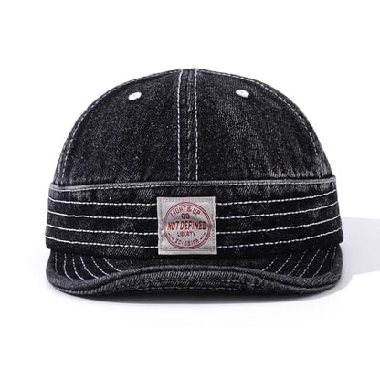 Denim Short Brim Hats for Men Women Stylish Short Bill Baseball Cap Soft Flat Brim Snapback Trucker Hat Cadet Cap - color: Mg-dym2574-black