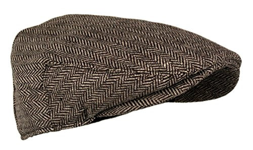 Wonderful Fashion Men's Classic Herringbone Tweed Wool Blend Newsboy Ivy Hat (Large/X-Large, Charcoal) - color: Brown, size: Small-Medium
