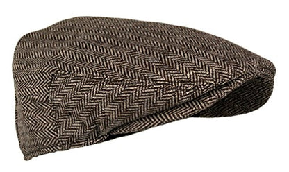 Wonderful Fashion Men's Classic Herringbone Tweed Wool Blend Newsboy Ivy Hat (Large/X-Large, Charcoal) - color: Brown, size: Small-Medium