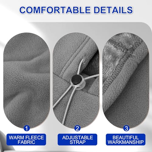 Thickened Balaclava Face Mask, Winter Polar Fleece Ski Mask for Men Women, Face Cover Hat Scarf Hoodie Black/Gray - color: Grey