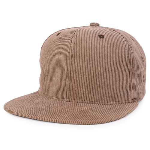 Trendy Apparel Shop High Profile Structured Woven Corduroy Plain Snapback Cap - color: Light Brown