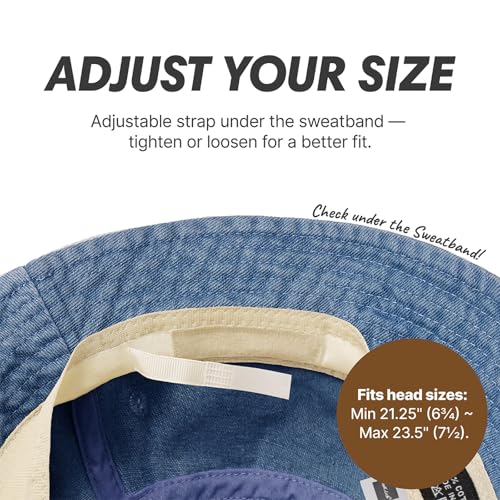 Hot Summer Bucket Hat - Trendy Cotton Sun Hat for Beach, Golf, Fishing - color: Blue Jean