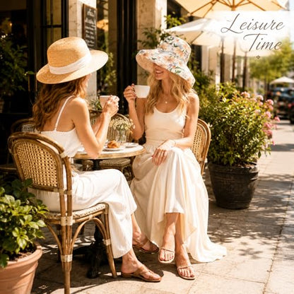 HUAMULAN Wide Brim Women Summer Sun Floppy Hat Reversible Beach Bucket Hat - color: M2320-beige