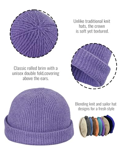 Croogo Brimless Hat Beanie Docker Cap Rolled Cuff Worker Sailor Skullcap - color: Ct47-black