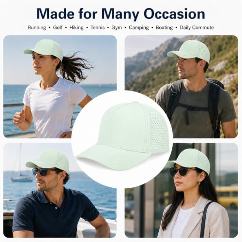 5 Panel Baseball Cap Quick Dry Mesh Snapback Hat for Women Men - color: Lightgrey+aquagreen+offwhite