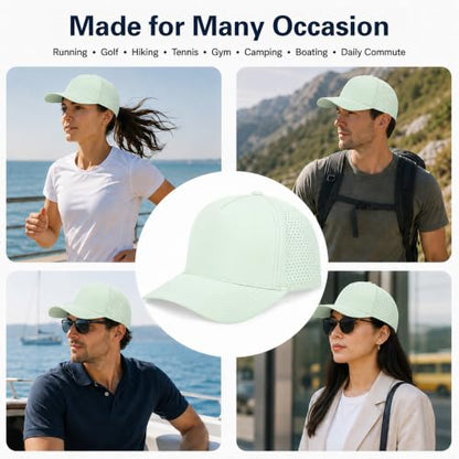 5 Panel Baseball Cap Quick Dry Mesh Snapback Hat for Women Men - color: Lightgrey+aquagreen+offwhite