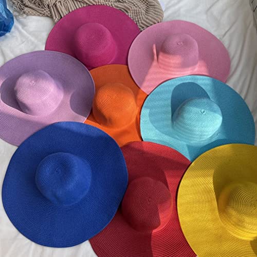 Big Beach Hats for Women Foldable Summer Wide Brim Packable Oversized Sun Hat Lady Girl Travel Straw Cap - color: Dark Blue