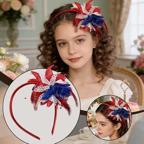 Fascinators for Women Ribbon Feather Tea Party Headwear - color: Colorful