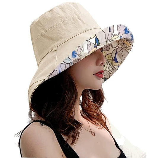 HUAMULAN Wide Brim Women Summer Sun Floppy Hat Reversible Beach Bucket Hat - color: M1744-mise