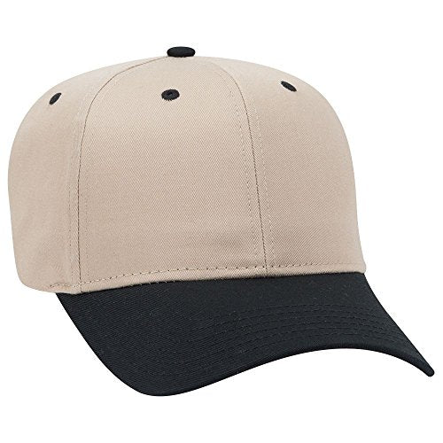 OTTO 6 Panel Pro Style Cotton Blend Twill Cap - color: Blk/Kha