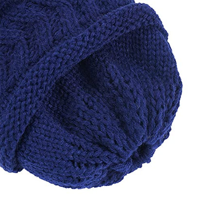 Rosoz 2 Pack Ponytail Beanie for Women,Winter Warm Beanie Tail Soft Stretch Cable Knit Messy High Bun Hat - color: 1pack-dark Blue