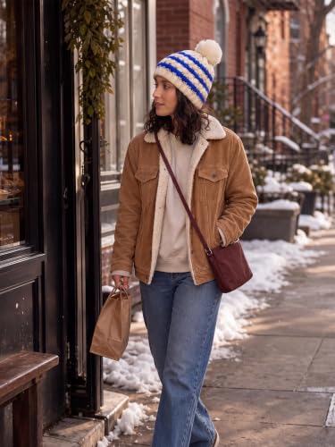 Winter Hats for Women Cable Knit Chunky Skull Cap Fleece Lined Thick Fold Cuff Beanie hat - color: Sky Blue & Cream Beanie, style: Pineapple
