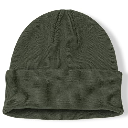 100% Cotton Beanie for Women Men Soft Knit Beanies Warm Winter Hat - color: Grayish Green
