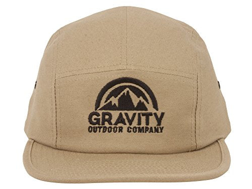 Gravity Outdoor Co. 5 Panel Hat - color: Khaki/Black