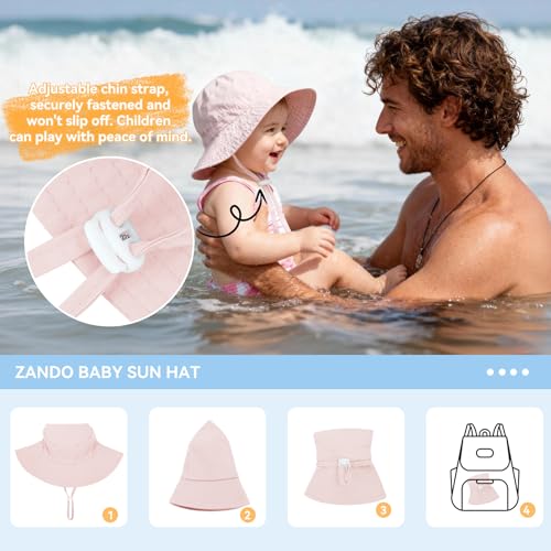 Zando 2 Pack UPF 50+ Kids Sun Hat Baby Beach Bucket Hats for Summer Swim - color: Navy & Grey, size: 4-8 Years