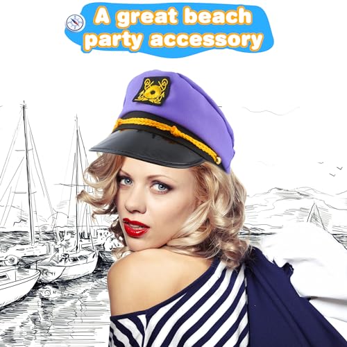 8 Pieces Captain Hats Adjustable White Sailors Navy Marine Admiral Caps for Yacht Theme Party Costume Accessory - color: Style 6