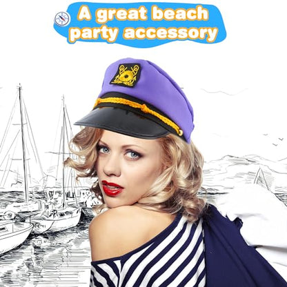 8 Pieces Captain Hats Adjustable White Sailors Navy Marine Admiral Caps for Yacht Theme Party Costume Accessory - color: Style 6