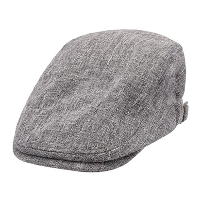 ZLYC Men Summer Flat Cap Scally Ivy Gatsby Newsboy Beret Driver Hat - color: Plain Gray