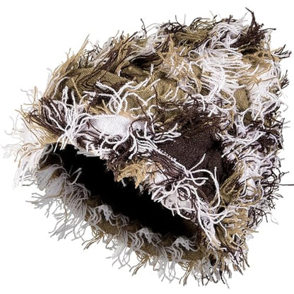 Chuarry Distressed Knitted Beanie Fuzzy Winter Hat - color: Assorted Brown White