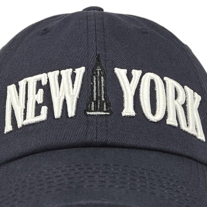 E BY ELIDAN New York Hat, Embroidered Cotton Dad Hat, Adjustable NYC Cap - color: Navy