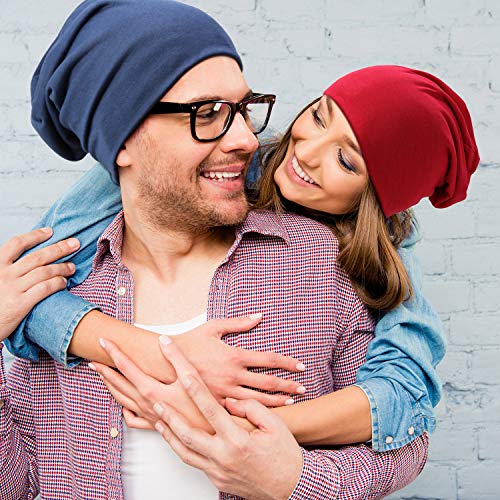 Outus 6 Pieces Thin Knit Slouchy Beanie Hat Cotton Chemo Cap,Rich Colors
