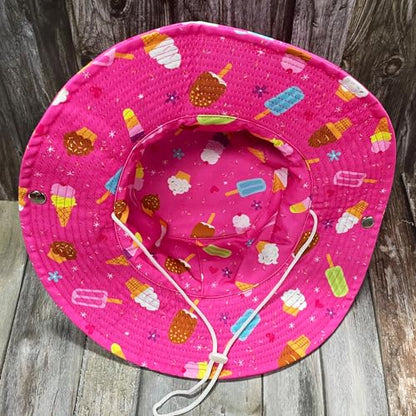 Funny Sun Hat for Men Women Wide Brim Bucket Hat Hiking Boonie Hat Summer Beach Fishing Caps - color: Ice Cream