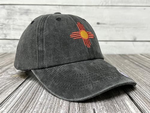 America State City Flag Hats - color: New Mexico Flag (Washed Black)