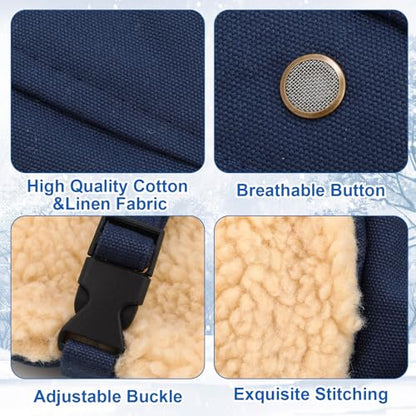 JaGely 4 Pcs Pilot Hat and Goggles Flight Costume Accessories Pilot Helmet Cap with Ear Flaps Hat Adults Winter - color: Blue and Wheat, style: Classic