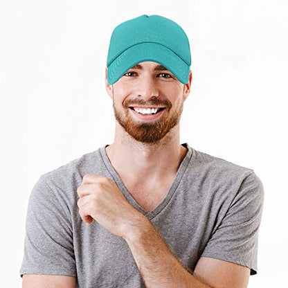 DALIX Solid Blank Trucker Hats Caps 2 Pack - color: Teal