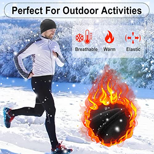 HASAGEI Thermal Running Hat - Men's Skull Cap Cycling Cap Under Helmet for Winter - color: Black+black
