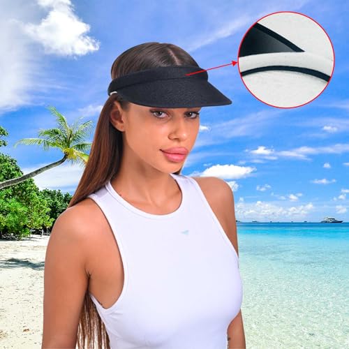 3 Pieces Clip On Visors Women Men Visor Outdoor Sports Golf Hat - color: Black