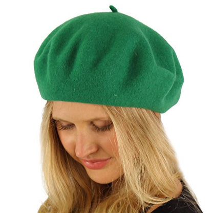Classic Winter 100% Wool Warm French Art Basque Beret Tam Beanie Hat Cap - color: Green